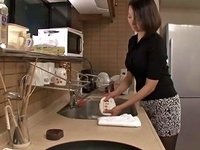 Asian Housewife Gets Fingering And A Fuck In The Kitchen